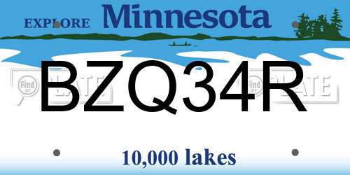 BZQ34R Minnesota License Plate