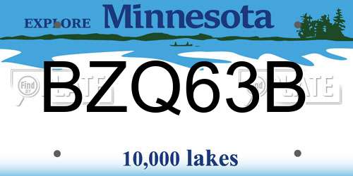 BZQ63B Minnesota License Plate