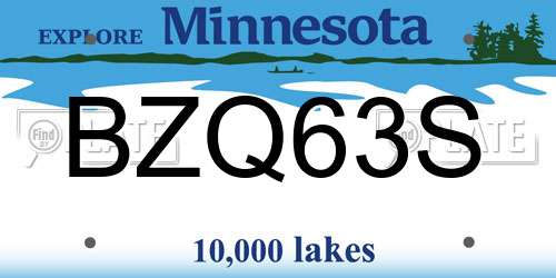 BZQ63S Minnesota License Plate