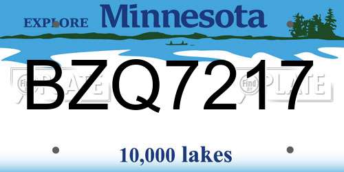 BZQ7217 Minnesota License Plate