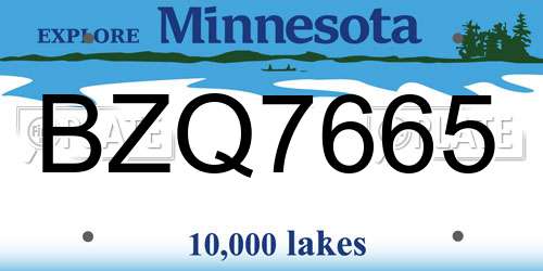 BZQ7665 Minnesota License Plate