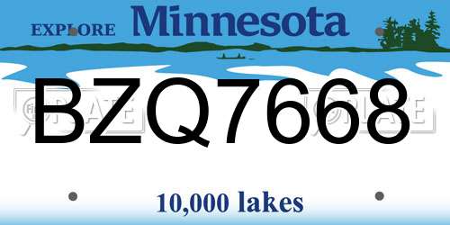 BZQ7668 Minnesota License Plate