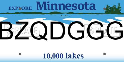 BZQDGGG Minnesota License Plate
