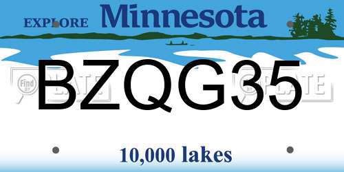 BZQG35 Minnesota License Plate