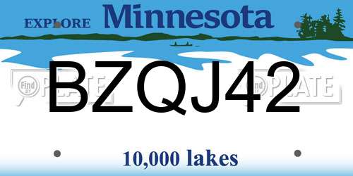 BZQJ42 Minnesota License Plate