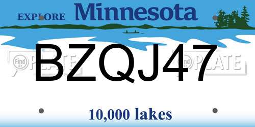 BZQJ47 Minnesota License Plate