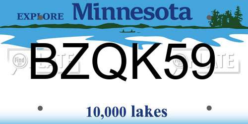 BZQK59 Minnesota License Plate
