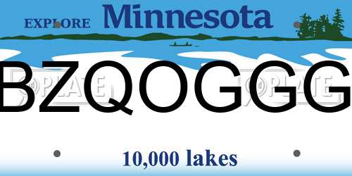 BZQOGGG Minnesota License Plate