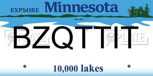 BZQTTIT Minnesota License Plate