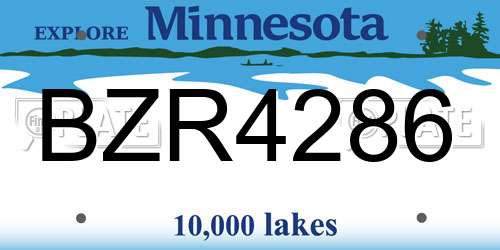 BZR4286 Minnesota License Plate