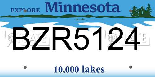 BZR5124 Minnesota License Plate