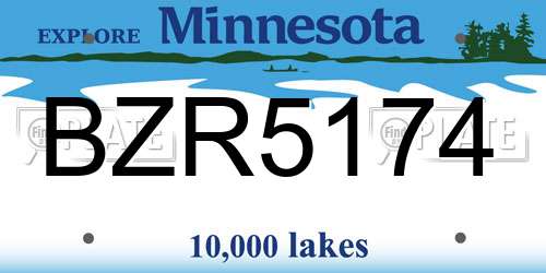 BZR5174 Minnesota License Plate