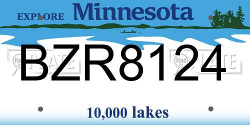BZR8124 Minnesota License Plate