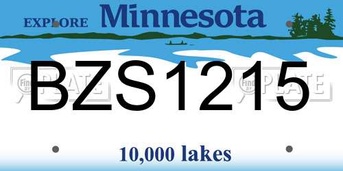 BZS1215 Minnesota License Plate