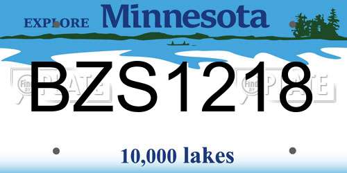 BZS1218 Minnesota License Plate