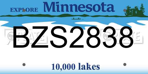 BZS2838 Minnesota License Plate