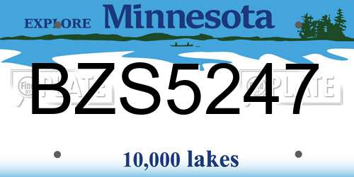 BZS5247 Minnesota License Plate