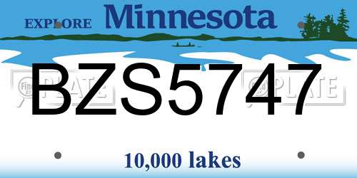BZS5747 Minnesota License Plate