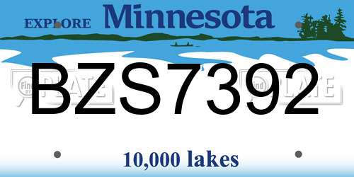 BZS7392 Minnesota License Plate