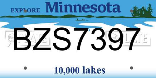 BZS7397 Minnesota License Plate