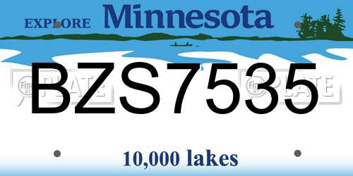 BZS7535 Minnesota License Plate