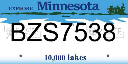BZS7538 Minnesota License Plate