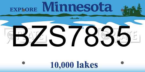 BZS7835 Minnesota License Plate