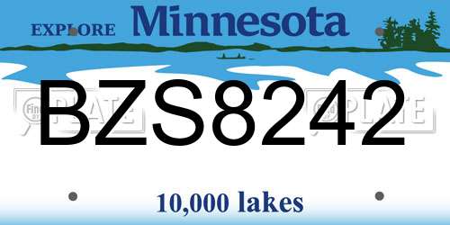 BZS8242 Minnesota License Plate