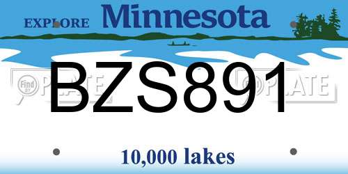 BZS891 Minnesota License Plate