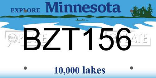 BZT156 Minnesota License Plate