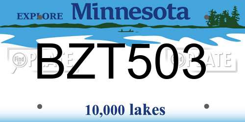 BZT503 Minnesota License Plate