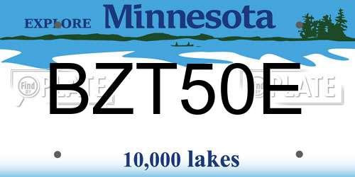 BZT50E Minnesota License Plate