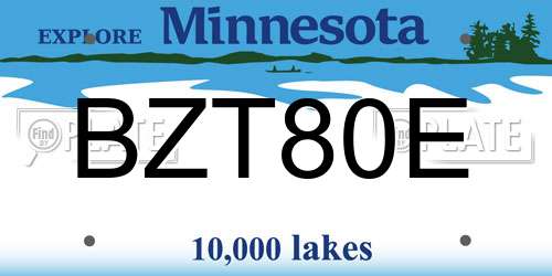 BZT80E Minnesota License Plate