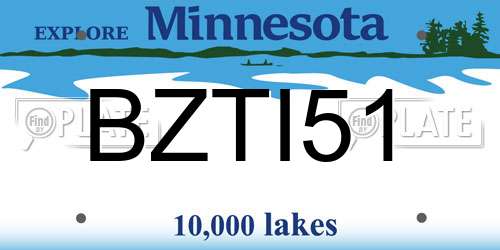 BZTI51 Minnesota License Plate