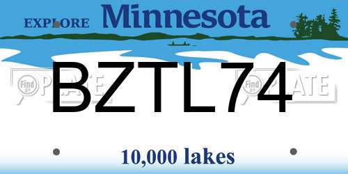 BZTL74 Minnesota License Plate