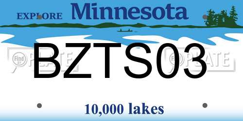 BZTS03 Minnesota License Plate