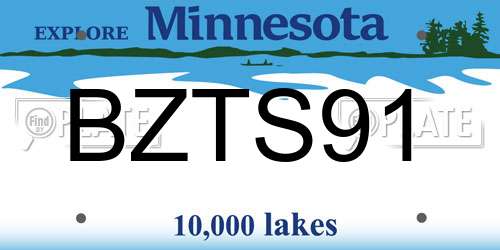 BZTS91 Minnesota License Plate