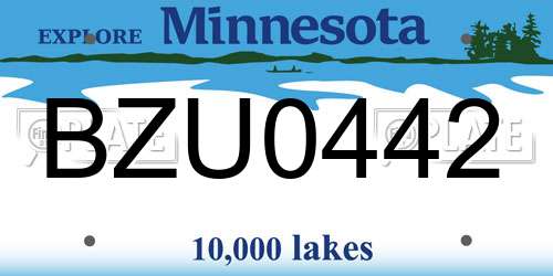 BZU0442 Minnesota License Plate