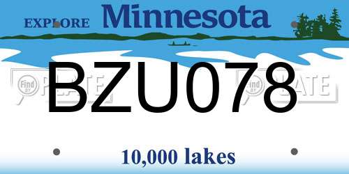 BZU078 Minnesota License Plate
