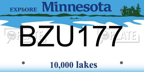 BZU177 Minnesota License Plate
