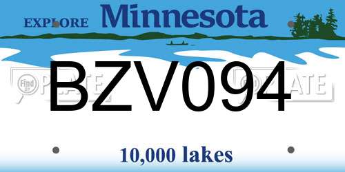 BZV094 Minnesota License Plate