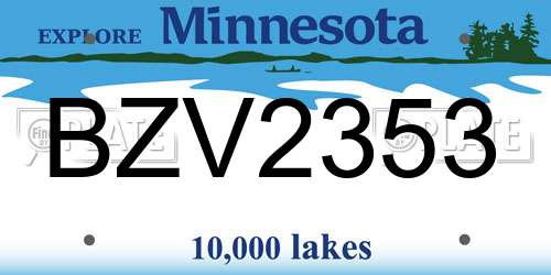 BZV2353 Minnesota License Plate