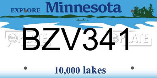 BZV341 Minnesota License Plate