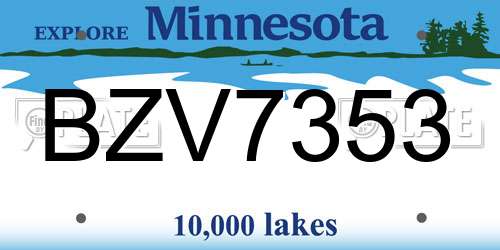 BZV7353 Minnesota License Plate