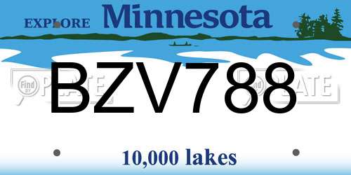 BZV788 Minnesota License Plate