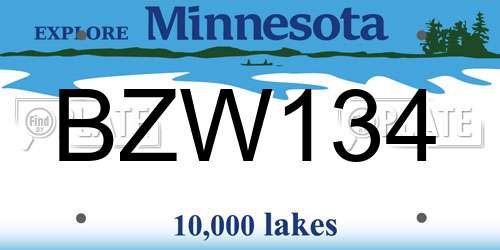BZW134 Minnesota License Plate