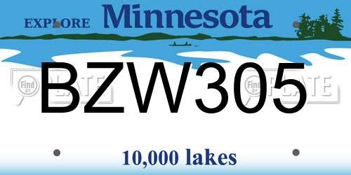 BZW305 Minnesota License Plate