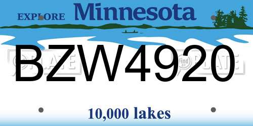 BZW4920 Minnesota License Plate