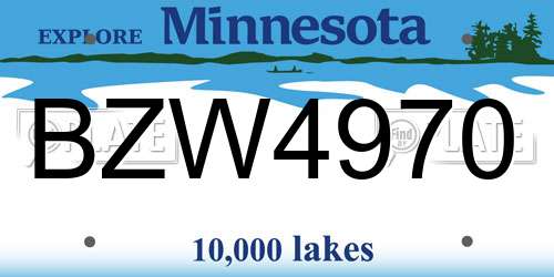 BZW4970 Minnesota License Plate