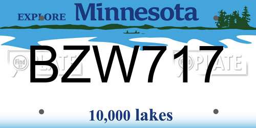 BZW717 Minnesota License Plate